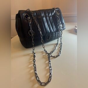 Italian Lambskin Crossbody/Shoulder Bag-Black-Gunmetal Chain-Quilted